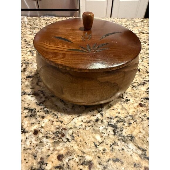 Wooden Brushed Lacquer Lidded Snack/Trinket Bowl - Picture 2 of 9